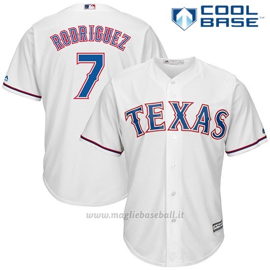 Maglia Baseball Uomo Texas Rangers Mens Ivan Rodriguez Bianco Cool Base